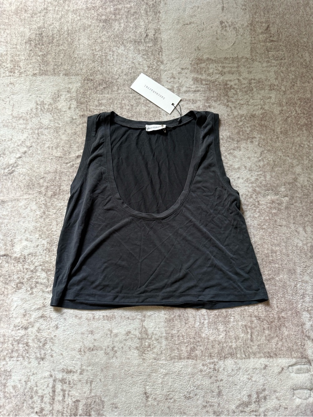 Dance & Marvel Dark Grey Scoop Neck Crop Tank Top